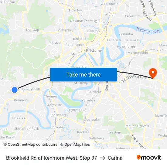 Brookfield Rd at Kenmore West, Stop 37 to Carina map