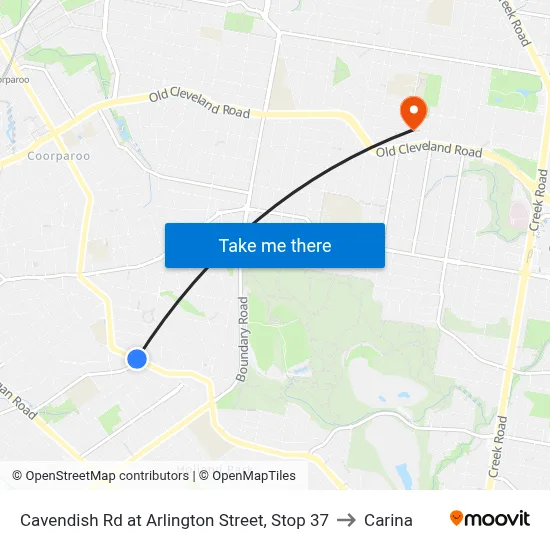 Cavendish Rd at Arlington Street, Stop 37 to Carina map