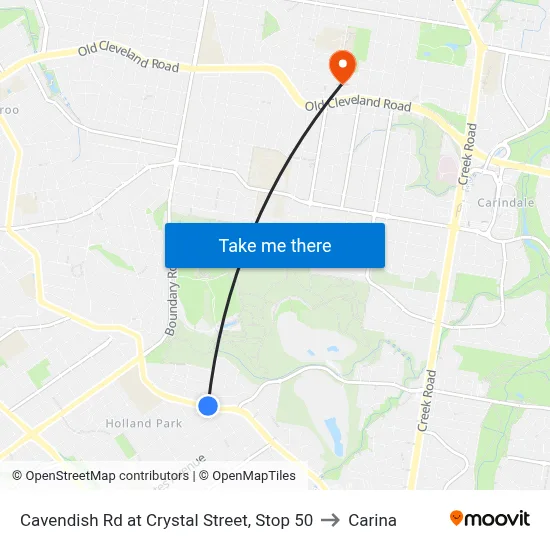 Cavendish Rd at Crystal Street, Stop 50 to Carina map