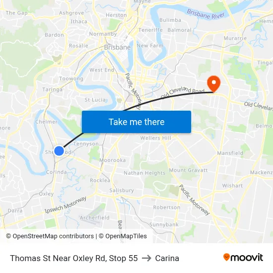 Thomas St Near Oxley Rd, Stop 55 to Carina map
