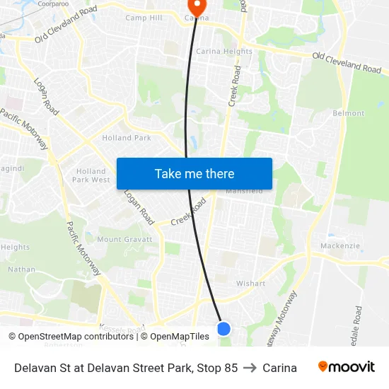 Delavan St at Delavan Street Park, Stop 85 to Carina map