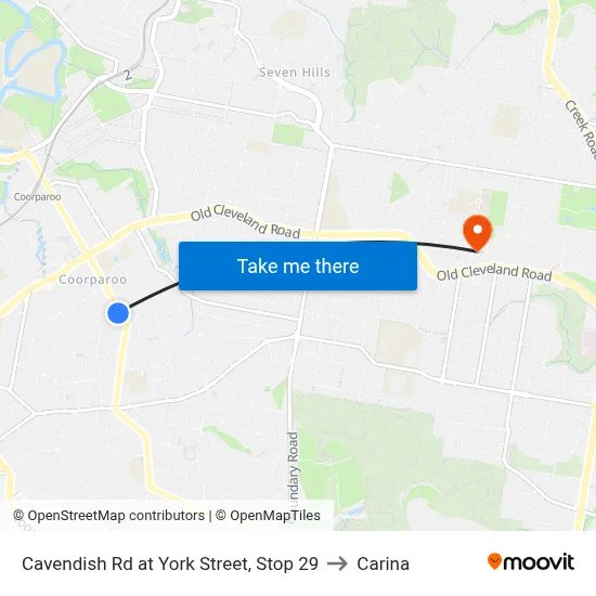 Cavendish Rd at York Street, Stop 29 to Carina map