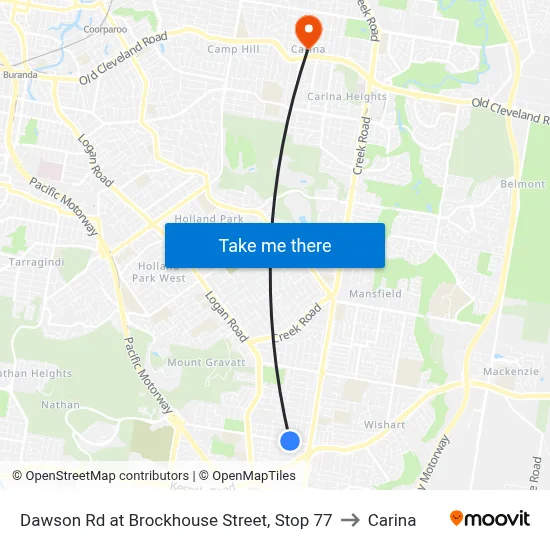 Dawson Rd at Brockhouse Street, Stop 77 to Carina map