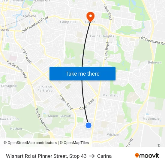 Wishart Rd at Pinner Street, Stop 43 to Carina map
