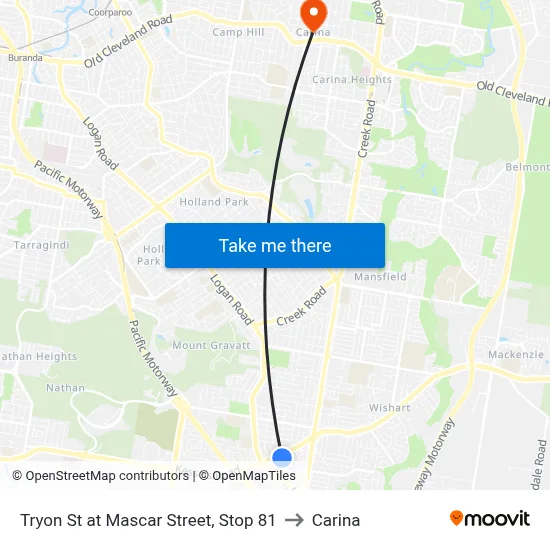 Tryon St at Mascar Street, Stop 81 to Carina map