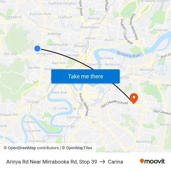 Arinya Rd Near Mirrabooka Rd, Stop 39 to Carina map