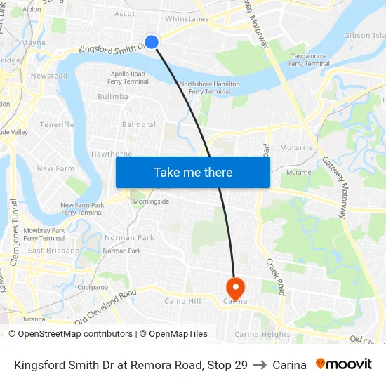 Kingsford Smith Dr at Remora Road, Stop 29 to Carina map