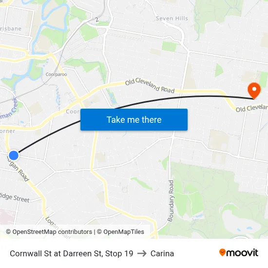 Cornwall St at Darreen St, Stop 19 to Carina map