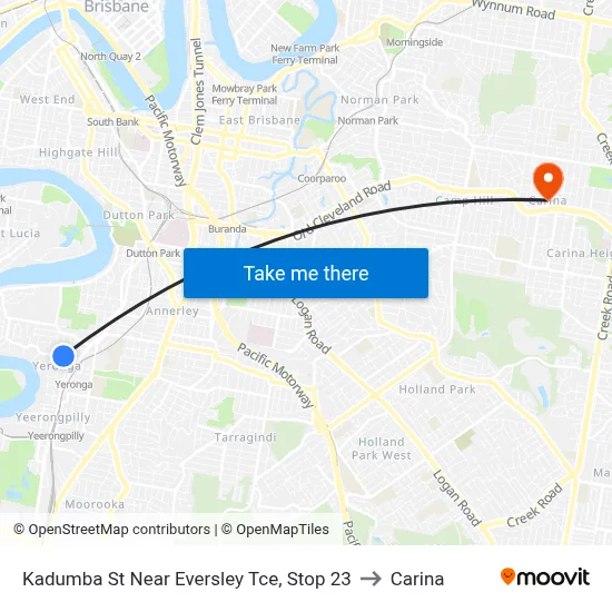 Kadumba St Near Eversley Tce, Stop 23 to Carina map