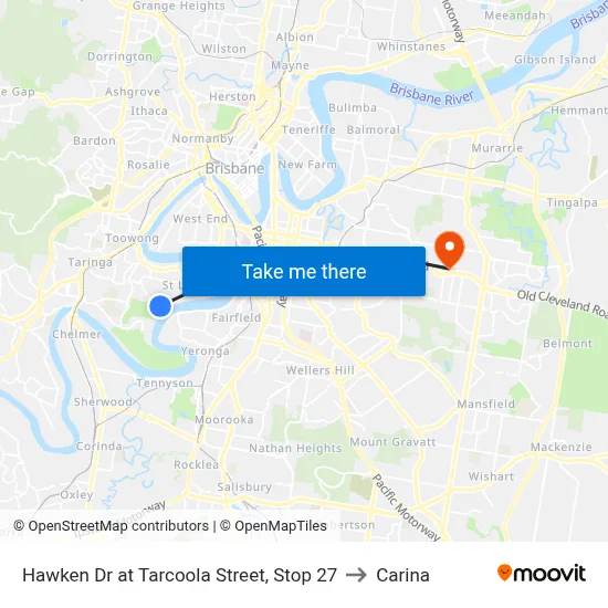 Hawken Dr at Tarcoola Street, Stop 27 to Carina map