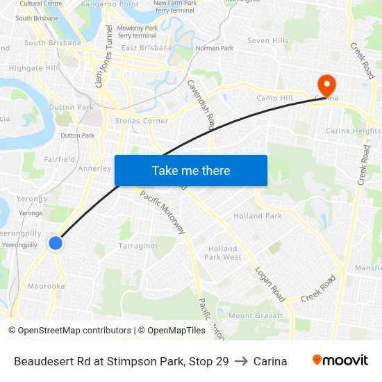 Beaudesert Rd at Stimpson Park, Stop 29 to Carina map