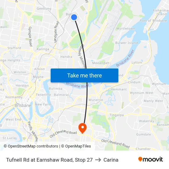 Tufnell Rd at Earnshaw Road, Stop 27 to Carina map