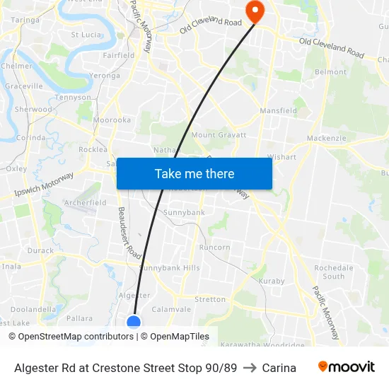 Algester Rd at Crestone Street Stop 90/89 to Carina map