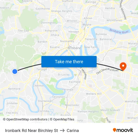 Ironbark Rd Near Birchley St to Carina map