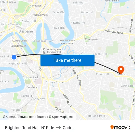 Brighton Road Hail 'N' Ride to Carina map