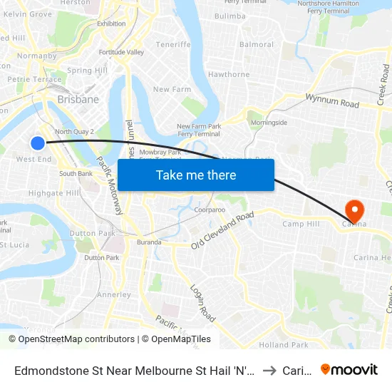 Edmondstone St Near Melbourne St Hail 'N' Ride to Carina map