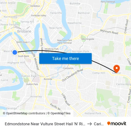 Edmondstone Near Vulture Street Hail 'N' Ride to Carina map