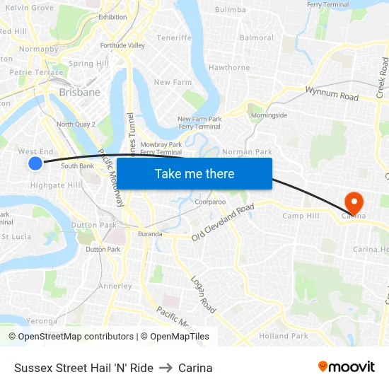 Sussex Street Hail 'N' Ride to Carina map