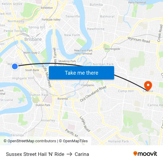 Sussex Street Hail 'N' Ride to Carina map