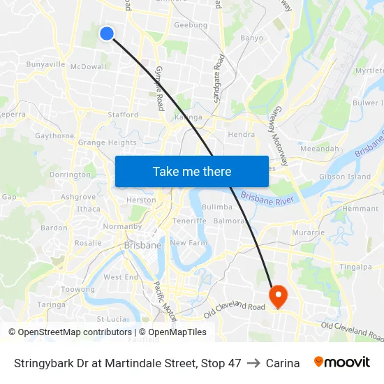 Stringybark Dr at Martindale Street, Stop 47 to Carina map