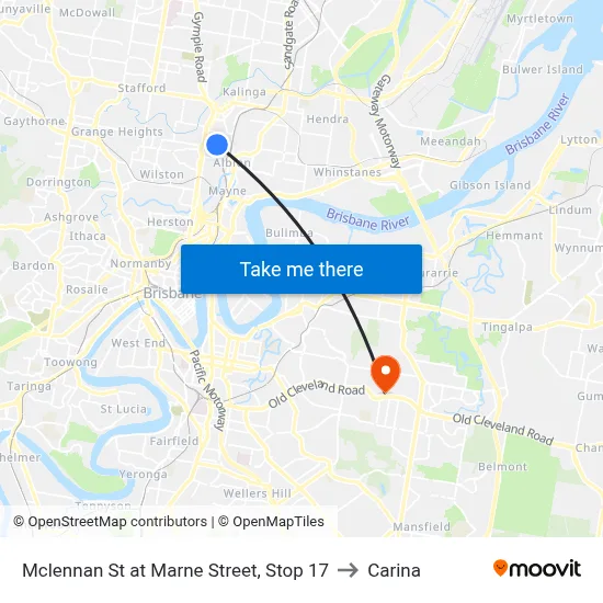 Mclennan St at Marne Street, Stop 17 to Carina map