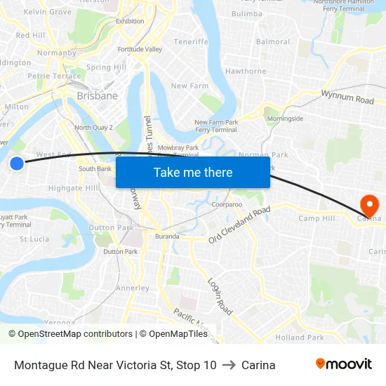 Montague Rd Near Victoria St, Stop 10 to Carina map