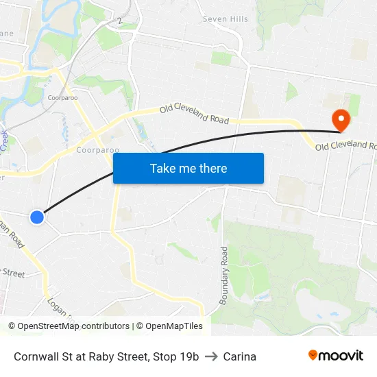 Cornwall St at Raby Street, Stop 19b to Carina map