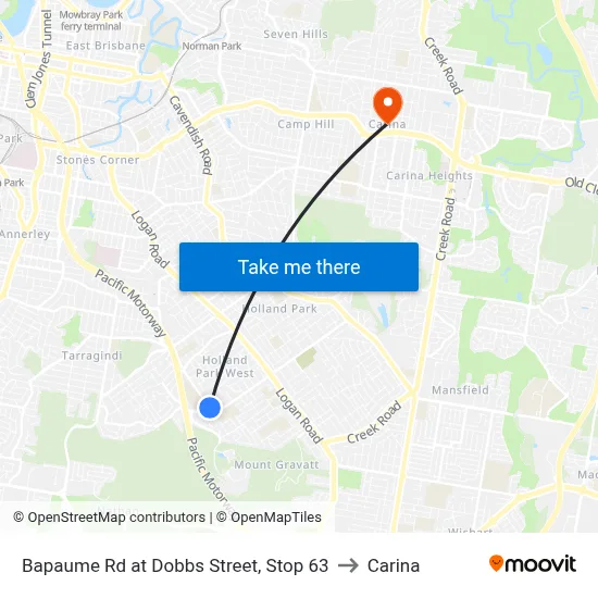 Bapaume Rd at Dobbs Street, Stop 63 to Carina map