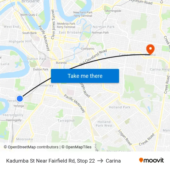 Kadumba St Near Fairfield Rd, Stop 22 to Carina map