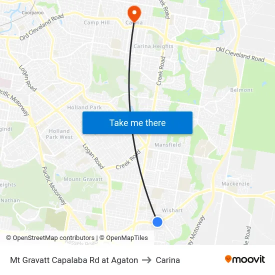 Mt Gravatt Capalaba Rd at Agaton to Carina map
