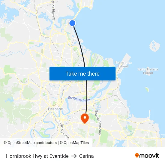 Hornibrook Hwy at Eventide to Carina map