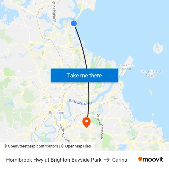Hornibrook Hwy at Brighton Bayside Park to Carina map