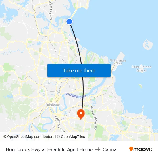 Hornibrook Hwy at Eventide Aged Home to Carina map