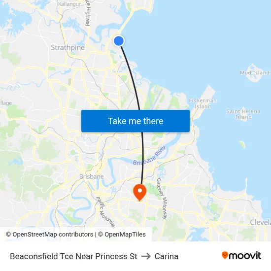 Beaconsfield Tce Near Princess St to Carina map