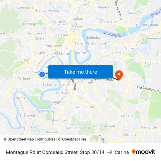 Montague Rd at Cordeaux Street, Stop 30/14 to Carina map