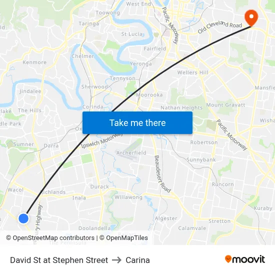 David St at Stephen Street to Carina map