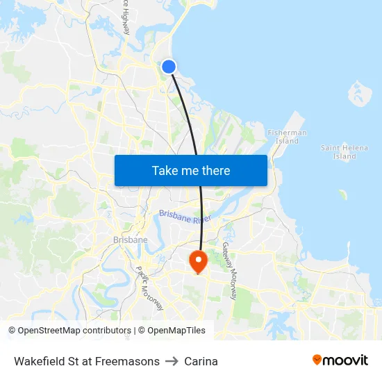 Wakefield St at Freemasons to Carina map