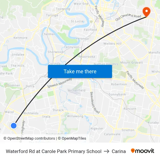 Waterford Rd at Carole Park Primary School to Carina map