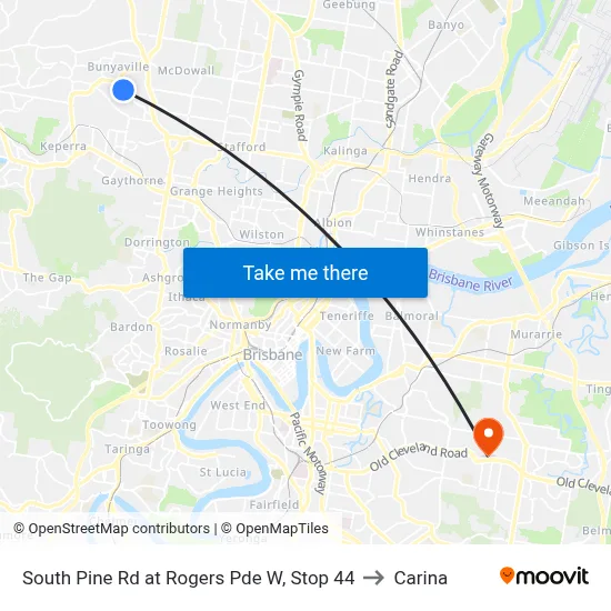 South Pine Rd at Rogers Pde W, Stop 44 to Carina map