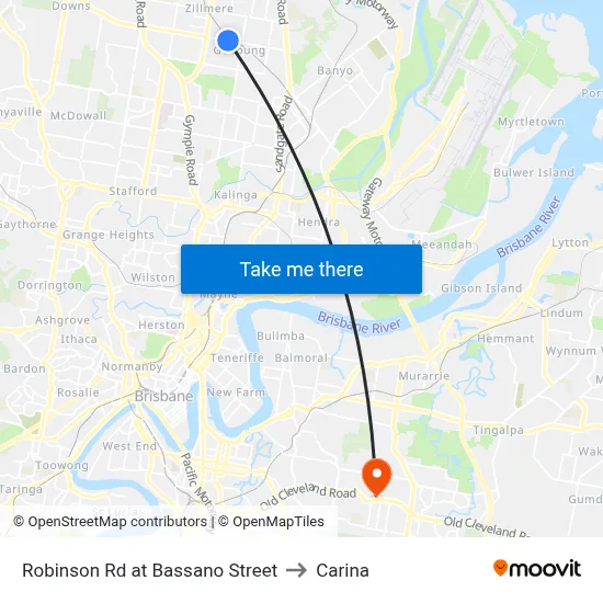 Robinson Rd at Bassano Street to Carina map