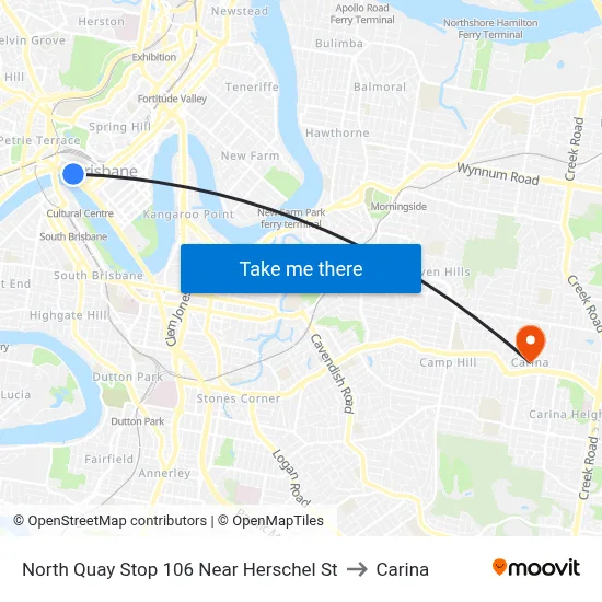 North Quay Stop 106 Near Herschel St to Carina map