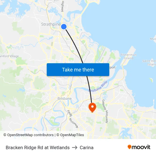 Bracken Ridge Rd at Wetlands to Carina map