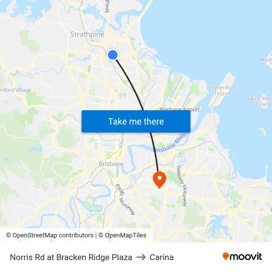 Norris Rd at Bracken Ridge Plaza to Carina map