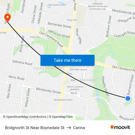 Bridgnorth St Near Boynedale St to Carina map