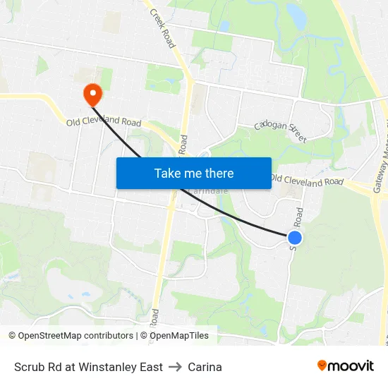 Scrub Rd at Winstanley East to Carina map