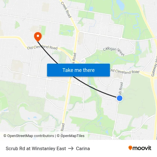 Scrub Rd at Winstanley East to Carina map