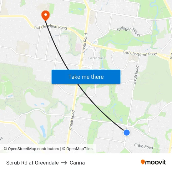 Scrub Rd at Greendale to Carina map