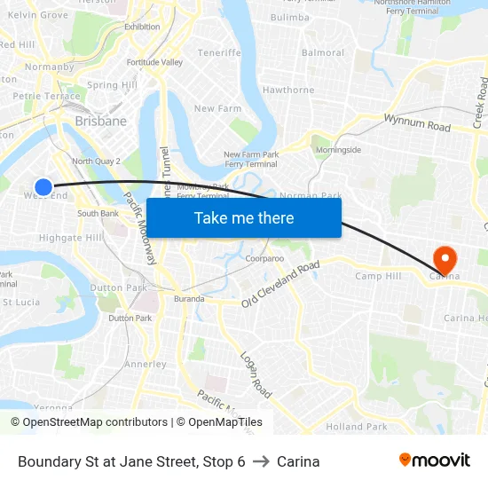 Boundary St at Jane Street, Stop 6 to Carina map
