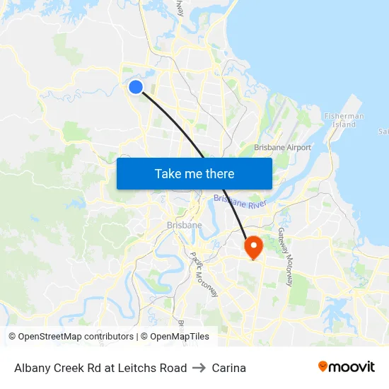 Albany Creek Rd at Leitchs Road to Carina map