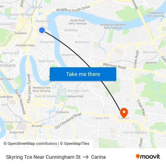 Skyring Tce Near Cunningham St to Carina map